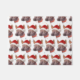 メキシコの毛のない犬がクリスマススターを育てる ドアマット