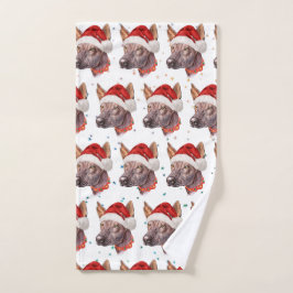 メキシコの毛のない犬がクリスマススターを育てる ハンドタオル