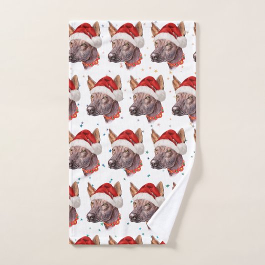 メキシコの毛のない犬がクリスマススターを育てる ハンドタオル (ハンドタオル)