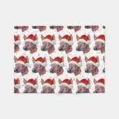 メキシコの毛のない犬がクリスマススターを育てる フリースブランケット (正面(横))