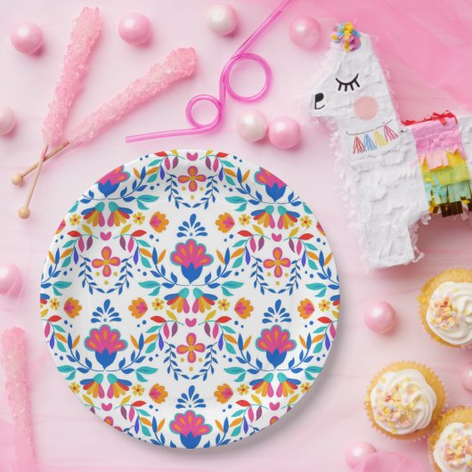 メキシコの民族フォーク芸術の花柄 ペーパープレート (パーティー)