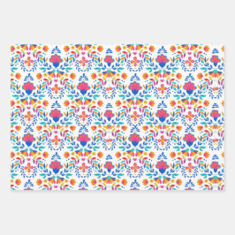 メキシコの民族フォーク芸術の花柄 ラッピングペーパーシート