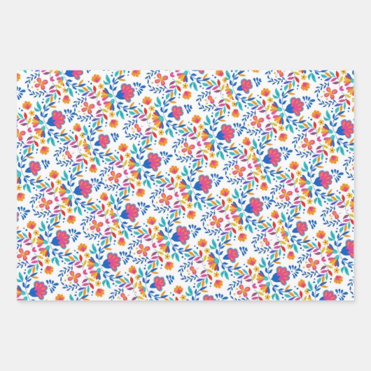 メキシコの民族フォーク芸術の花柄 ラッピングペーパーシート (正面3)