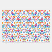 メキシコの民族フォーク芸術の花柄 ラッピングペーパーシート (正面)
