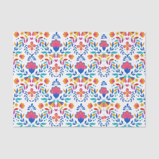 メキシコの民族フォーク芸術の花柄 薄葉紙 (正面)