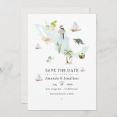 メキシコの水彩地図デスティネーションウェディングフォト セーブザデート (正面/裏面)