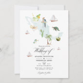 メキシコの水彩地図デスティネーションウェディングフォト 招待状 (正面)