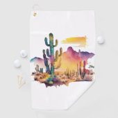 メキシコの水色の砂漠の夕日 ゴルフタオル (インサイチュ)