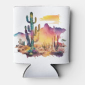 メキシコの水色の砂漠の夕日 缶クーラー (正面)