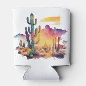 メキシコの水色の砂漠の夕日 缶クーラー (裏面)