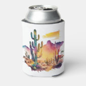 メキシコの水色の砂漠の夕日 缶クーラー (缶裏面)