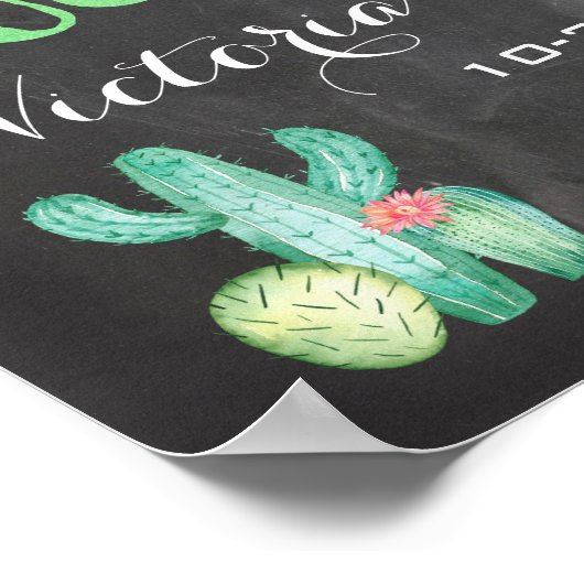 メキシコの水色サボテンのバ結婚ナーズサイン ポスター (角)