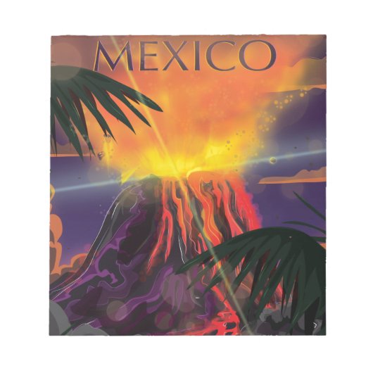 メキシコの火山の旅行ポスター ノートパッド (正面)