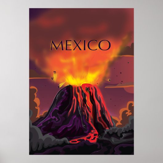メキシコの火山の旅行ポスター ポスター (正面)
