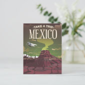 メキシコの火山 ビンテージ旅行ポスター ポストカード (スタンド正面)