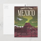 メキシコの火山 ビンテージ旅行ポスター ポストカード (正面/裏面)