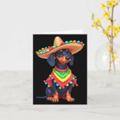 メキシコの犬のフィエスタ　面白い　シンコ・デ・マヨの犬 カード (黄色い花)