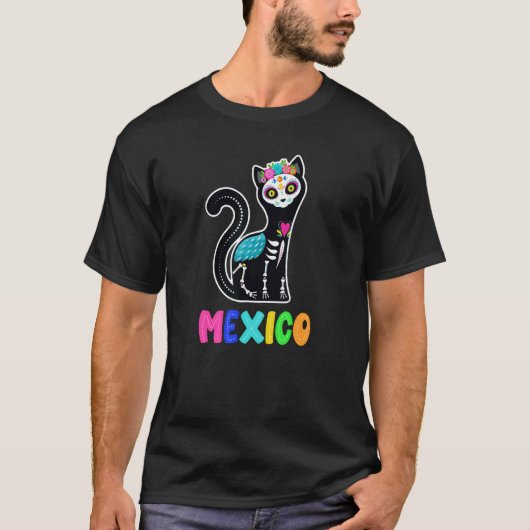 メキシコの猫 死者の日 Tシャツ (正面)