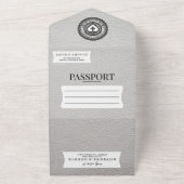 メキシコの白いパスポートウェディング オールインワン招待状 (外側)