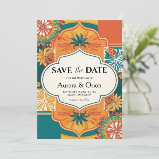 メキシコの目的地の結婚式の日付を保存 招待状 (スタンド正面)