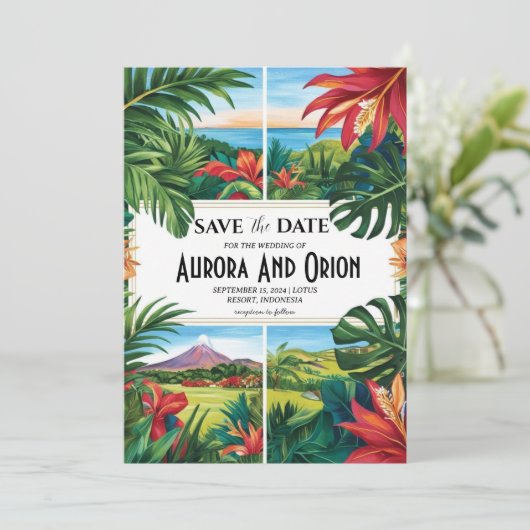 メキシコの目的地の結婚式の日付を保存 招待状 (スタンド正面)