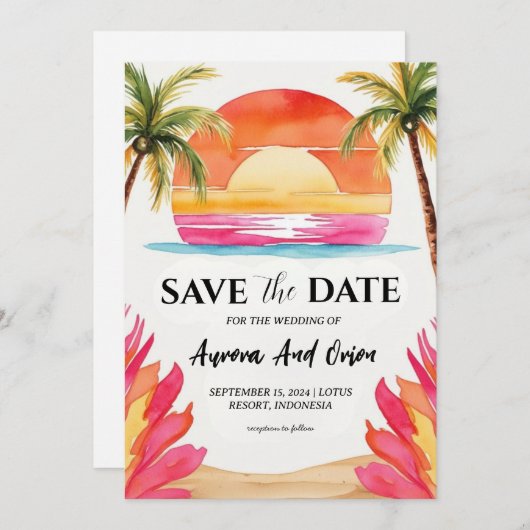 メキシコの目的地の結婚式の日付を保存 招待状 (正面/裏面)