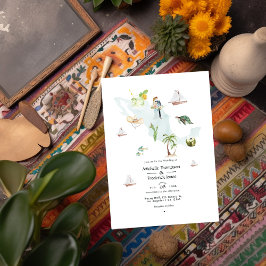 メキシコの目的地ウェディング写真 水彩画マップ 招待状