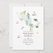 メキシコの目的地ウェディング写真 水彩画マップ 招待状 (正面)