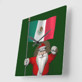 メキシコの看板のあるサンタクロース スクエア壁時計 (傾斜)