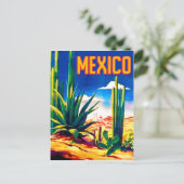 メキシコの砂漠、クラシックなビンテージ旅行 ポストカード (スタンド正面)