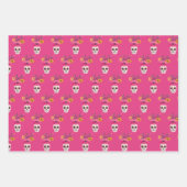 メキシコの砂糖スカルピンクフローラシンコデマヨ ラッピングペーパーシート (正面2)