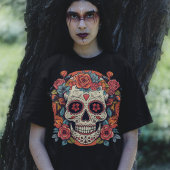 メキシコの砂糖スカル死の日 Tシャツ