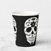 メキシコの砂糖スカル白黒紙カップ 紙コップ (裏面)