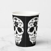 メキシコの砂糖スカル白黒紙カップ 紙コップ (右)