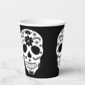 メキシコの砂糖スカル白黒紙カップ 紙コップ (正面)