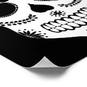 メキシコの砂糖スカル白黒 ポスター (角)