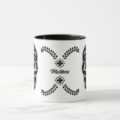 メキシコの砂糖スカル2黒と白の名前 マグカップ (中央)