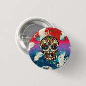 メキシコの砂糖スカル、死の日、オーナメント 缶バッジ (正面&裏面)