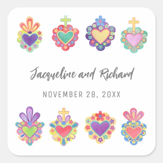 メキシコの神聖なハート贈り物 スクエアシール (正面)