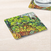 メキシコの端正で甘く、サイドポケットに スクエアペーパーコースター (アングル)