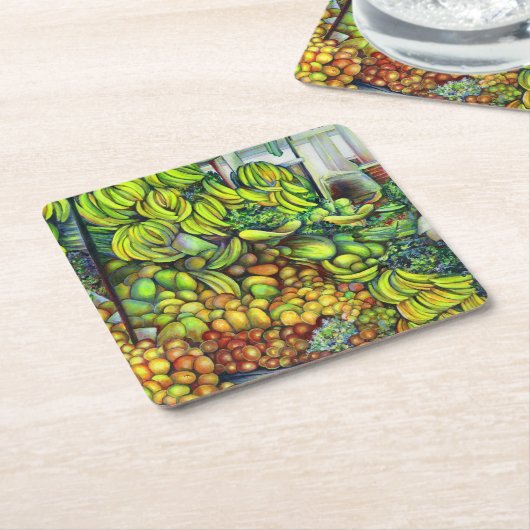 メキシコの端正で甘く、サイドポケットに スクエアペーパーコースター (アングル)