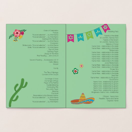 メキシコの結婚フィエスタの旅程サンゴ箔カード 箔カード (内部)