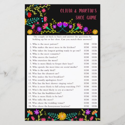 メキシコの結婚フィエスタまたはカップルのシャワーシューゲーム (正面)