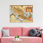 メキシコの統一された州の地図 キャンバスプリント (インサイチュ (リビング))