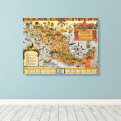 メキシコの統一された州の地図 キャンバスプリント (インサイチュ (ウッドフロア))