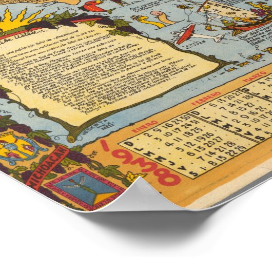 メキシコの統一された州の地図 ポスター (角)