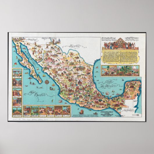 メキシコの絵地図 ポスター (正面)