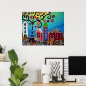 メキシコの絵画町 ポスター (ホームオフィス)