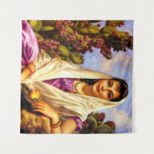 メキシコの美しいカレンダークリームショール付き女の子 タペストリー (正面(横))