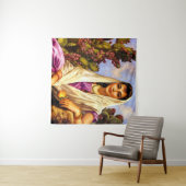 メキシコの美しいカレンダークリームショール付き女の子 タペストリー (インサイチュ(横))